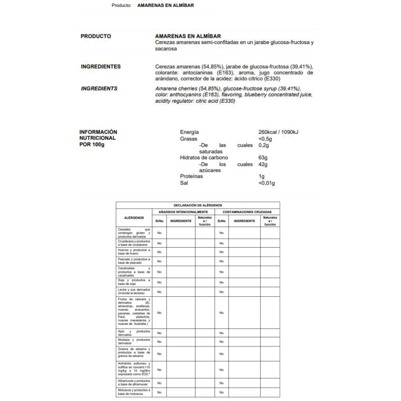 AMARENAS EN ALMIBAR ESPESO BOTE 6/3L
